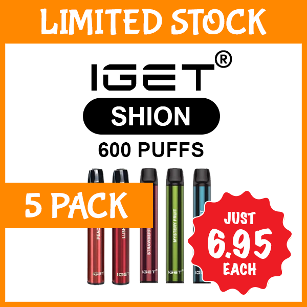 5 PACK – IGET SHION – 600 PUFFS